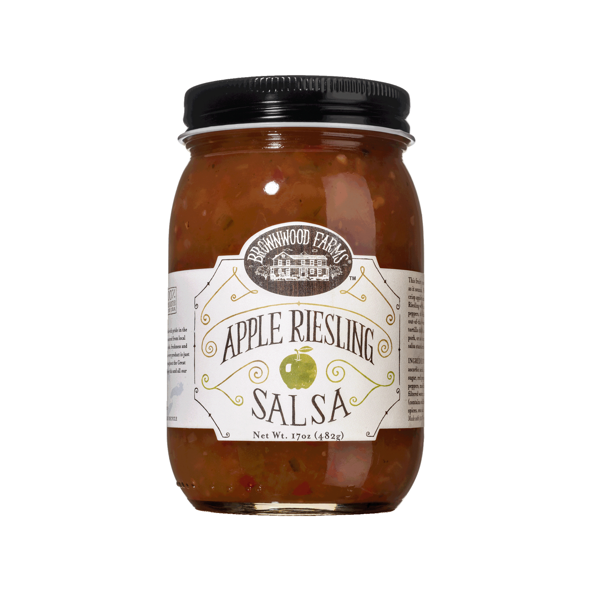 170z jar of Brownwood Farms Apple Riesling Salsa 