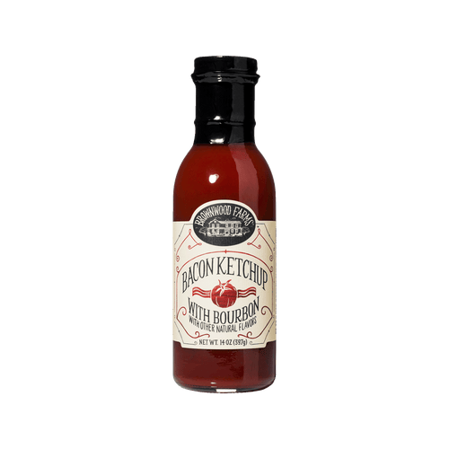 14oz bottle of Brownwood Farms Applewood Smoked Bacon with Bourbon Ketchup