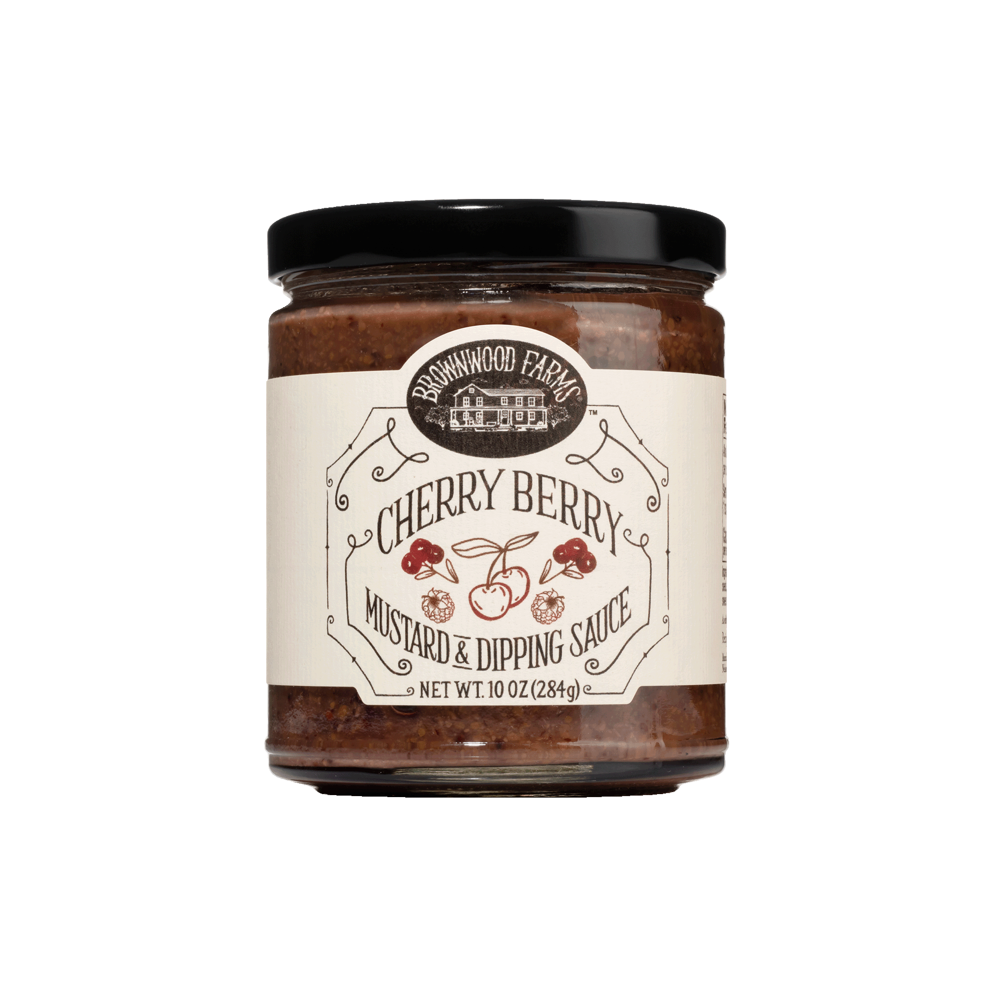 10oz jar of Brownwood Farms Cherry Berry Mustard and Dipping Sauce