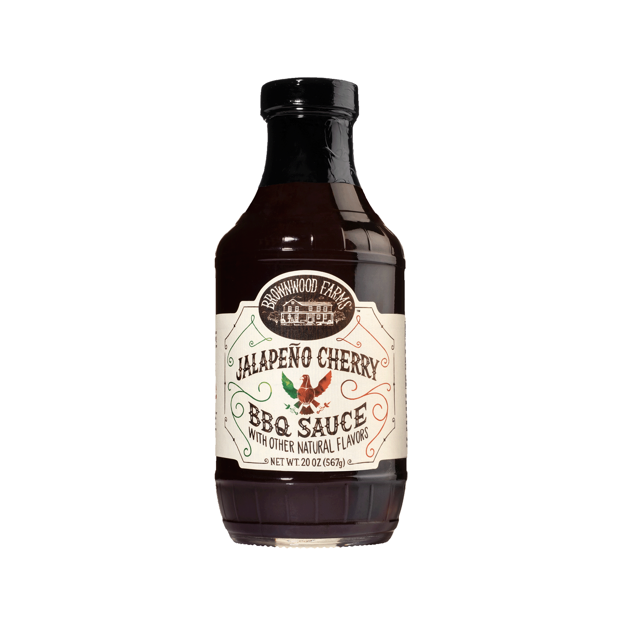 20oz bottle of brownwood farms Jalapeno Cherry BBQ Sauce