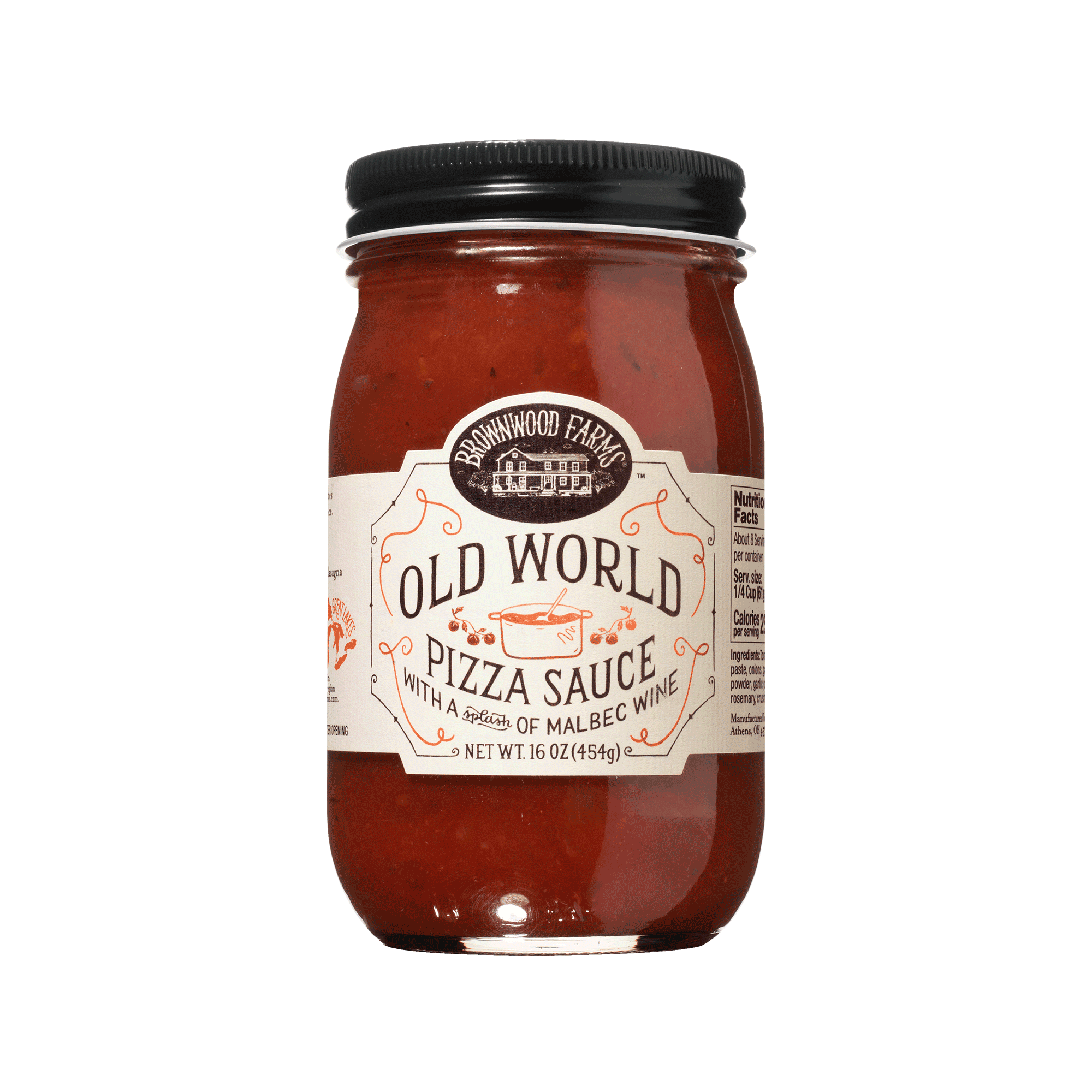 Jar of Brownwood Farms Old World Pizza Sauce