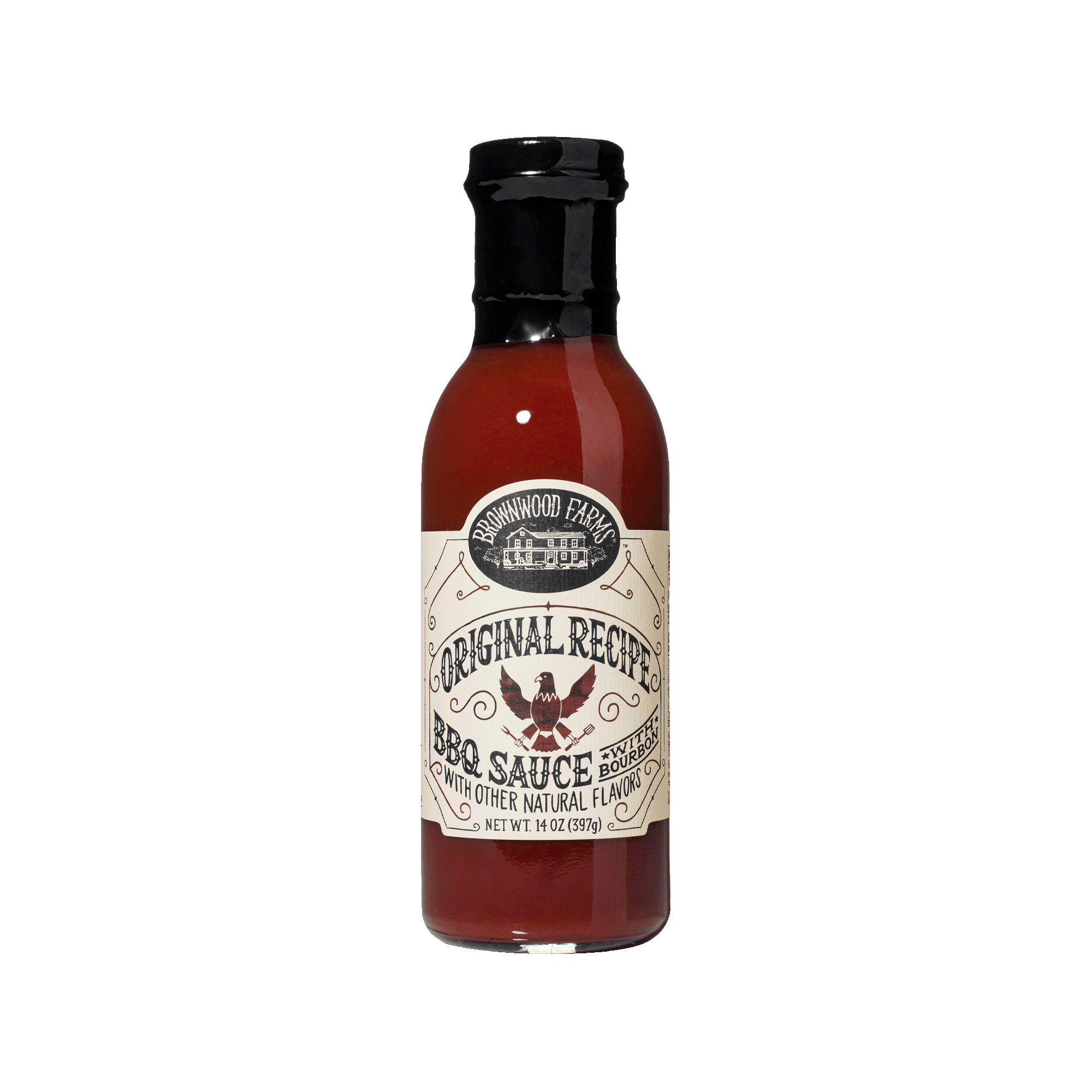 14oz bottle of Brownwood Farms Original Recipe BBQ Sauce